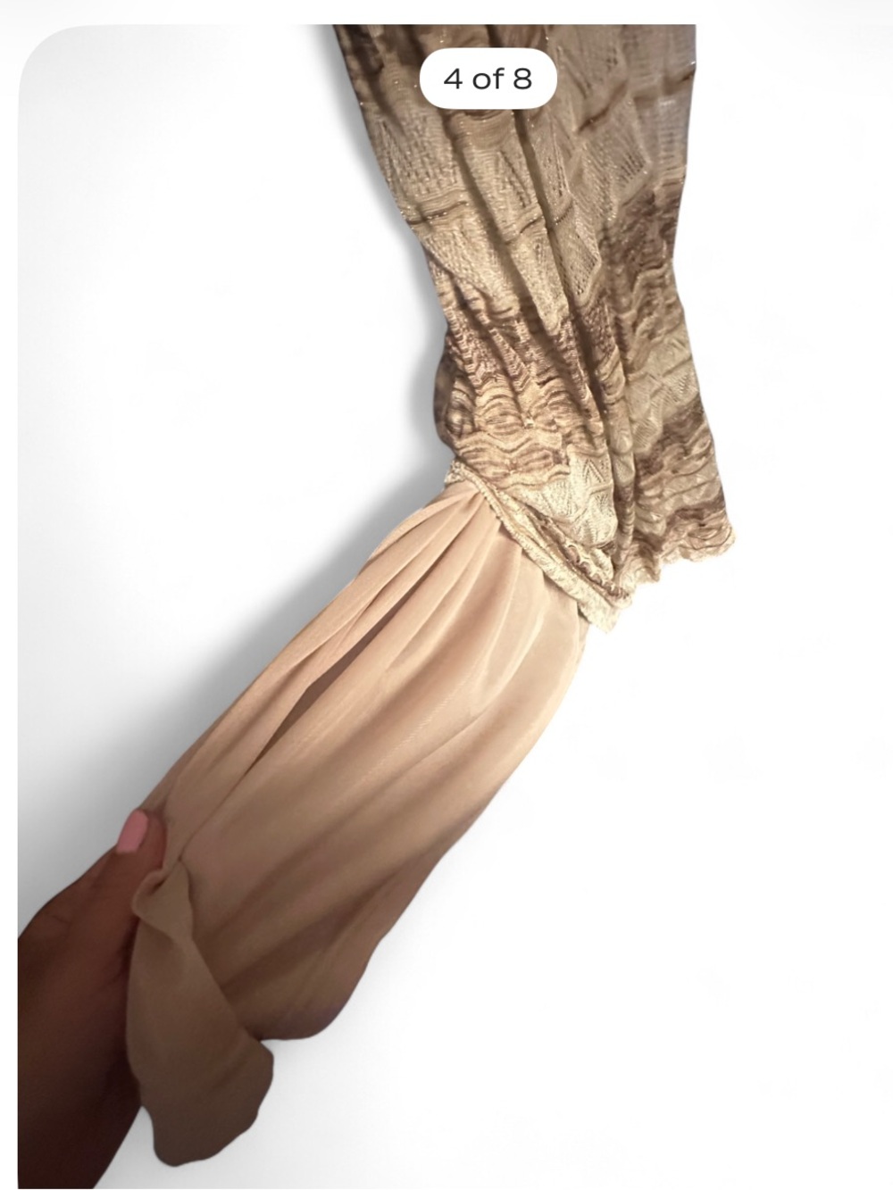 Bebe Wave Knit Crochet Maxi Dress M Neutral - Picture 5 of 13
